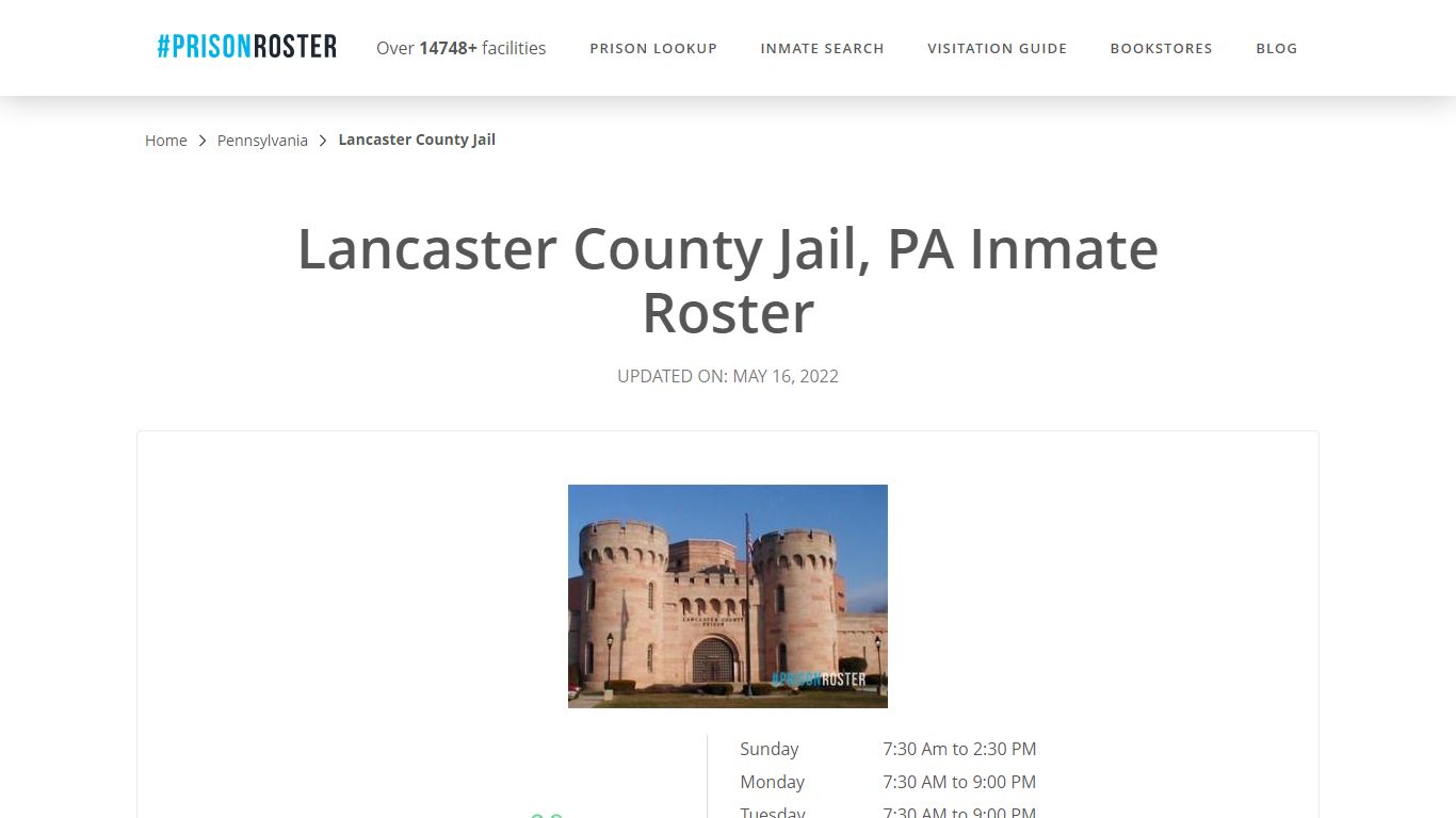 Lancaster County Jail, PA Inmate Roster - Inmate Locator